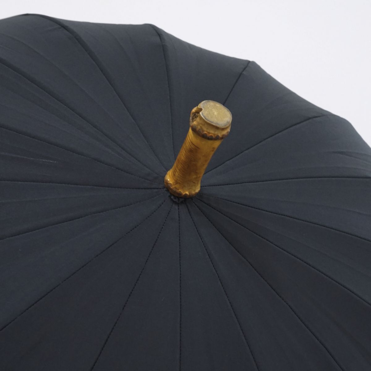  umbrella city .ICHIHARA RAMUDA Ram da high class gentleman umbrella USED beautiful goods made in Japan powerful water-repellent cold bamboo at hand plain black 16ps.@.55cm S0726