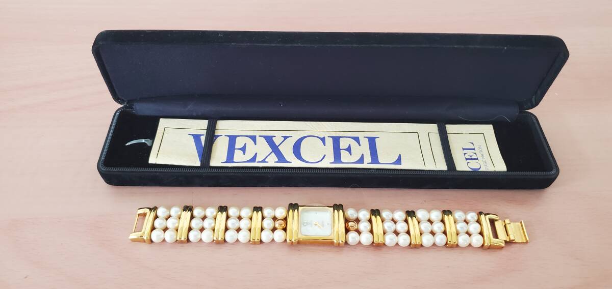 14852[ long-term keeping goods * deterioration equipped * operation not yet verification ]VEXCELvek cell 3 ream pearl watch shell face wristwatch packing less . shipping 