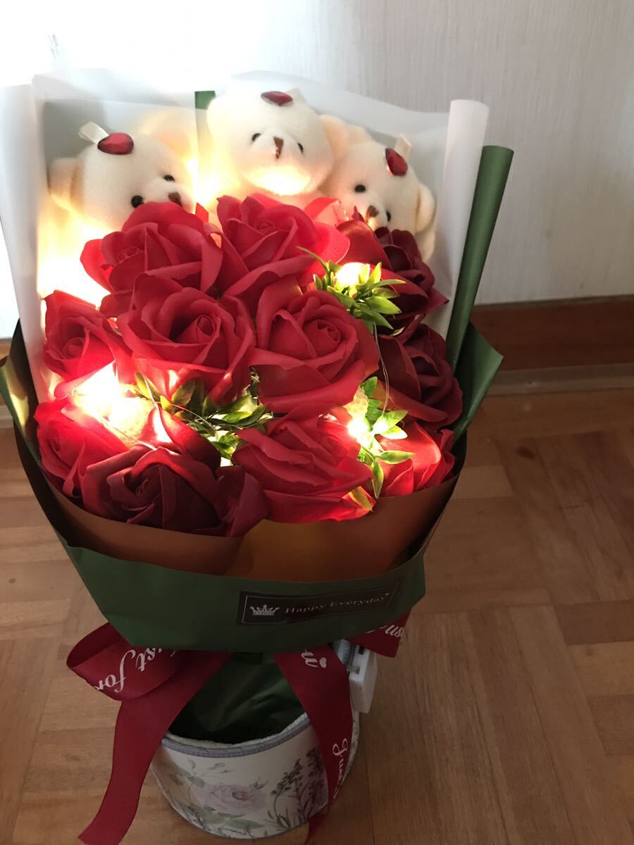  Mother's Day soap flower bouquet LED lamp attaching 
