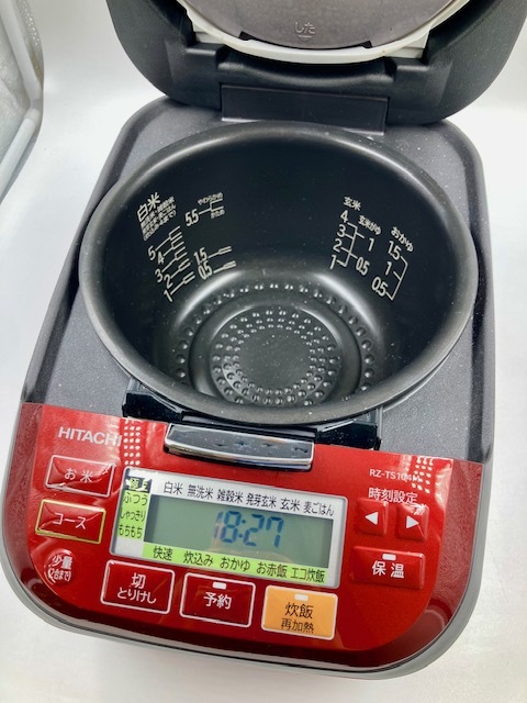 C970 HITACHI 日立 ふっくら御膳 圧力IHジャー炊飯器 RZ-TS104M ルビーレッド 通電確認済みの画像2
