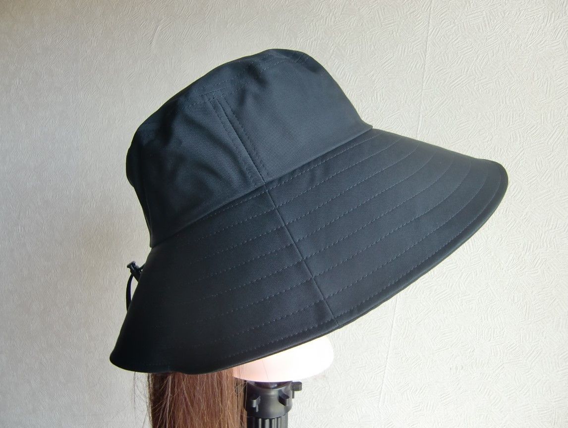 UVパーフェクトハット 紫外線カット 日よけ UV対策 つば広帽子 日本製(ブラック／アジャスタ付き)
