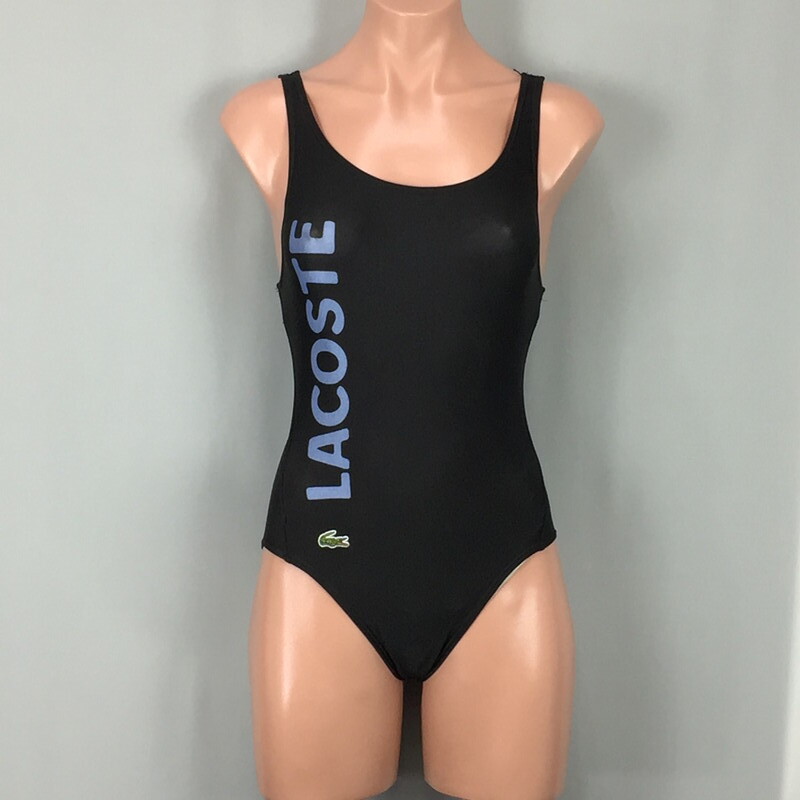 U6526* Lacoste LACOSTE swimsuit One-piece lady's 42 size L corresponding high leg black black swim swim swimming Pooh ruby chi sea 