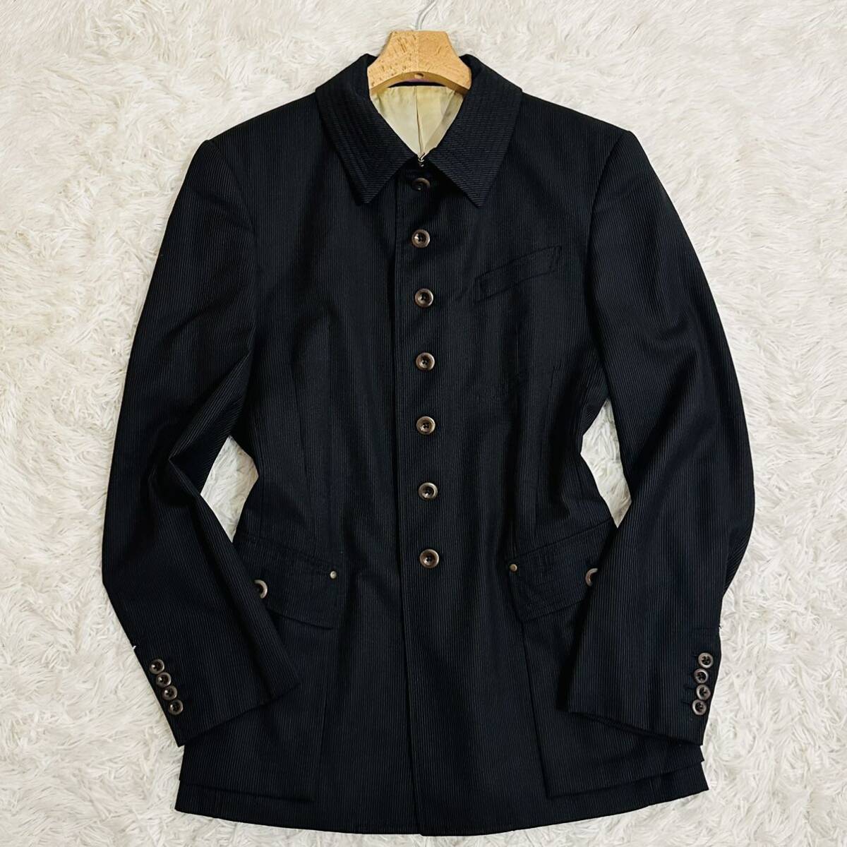  супер редкий XL Paul Smith коллекция жакет блузон шерсть костюм внешний сделано в Японии мужской LL черный чёрный Paul Smith COLLECTION