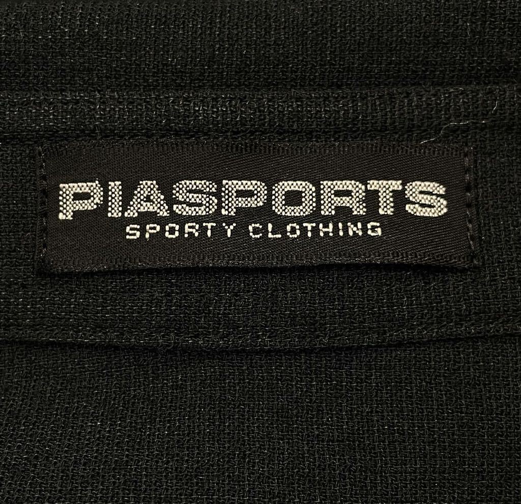 通気性あり！ PIA SPORTS ピアスポーツ 麻混 半袖 カジュアルシャツ ロゴ刺繍 ブラック 黒 Vサイズ メンズ ライカ 送料込 新規×の画像5