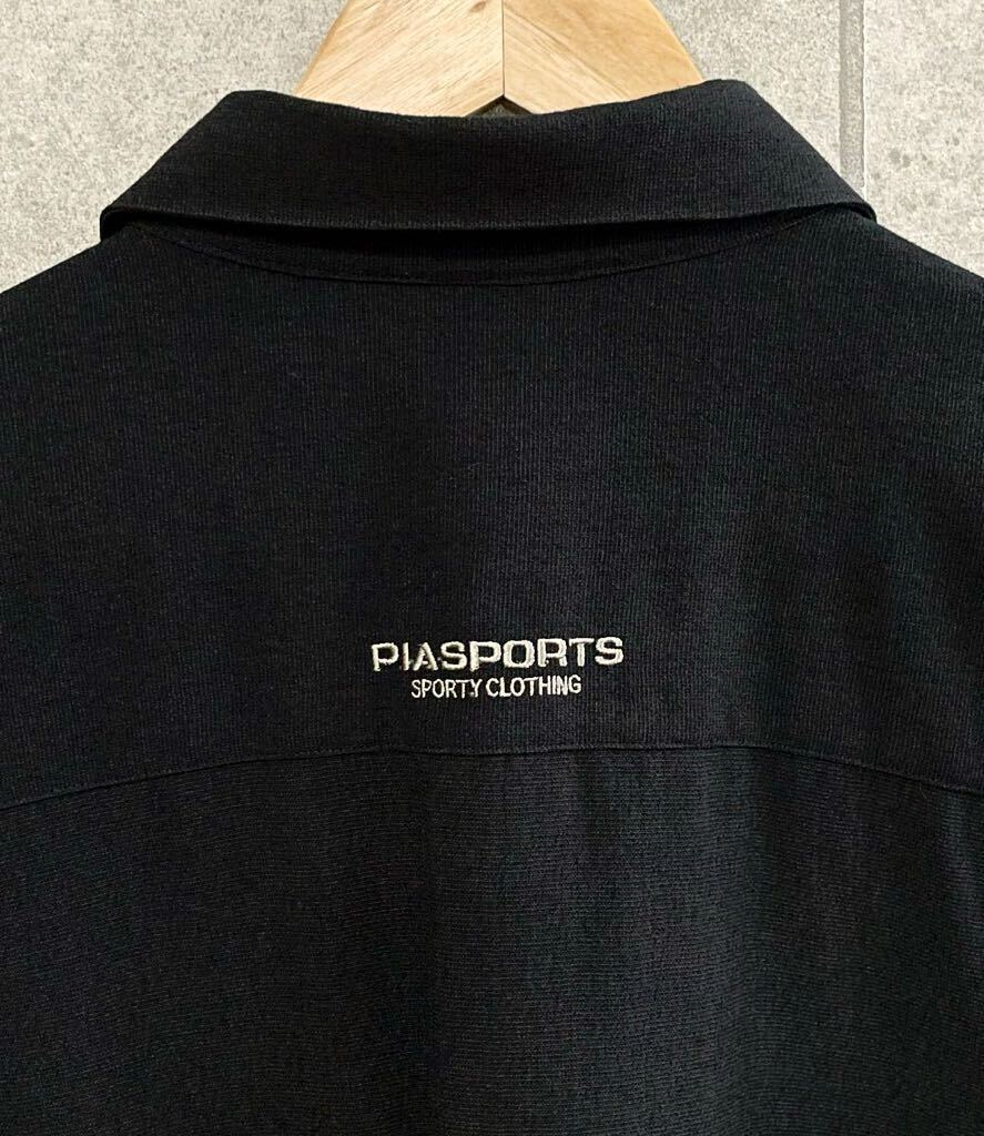 通気性あり！ PIA SPORTS ピアスポーツ 麻混 半袖 カジュアルシャツ ロゴ刺繍 ブラック 黒 Vサイズ メンズ ライカ 送料込 新規×の画像4