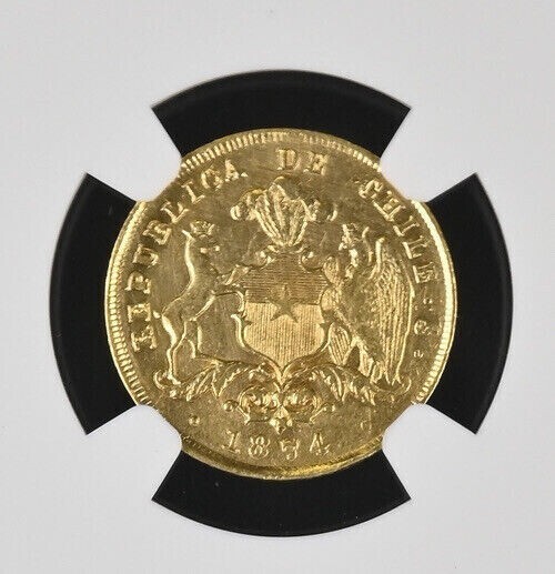 金貨 アンティーク 1874年 チリ共和国 2PESO 鑑定保証品 未流通コンディション 鑑定品 世界1枚　アンティークコイン NGC ゴールド コイン_画像4