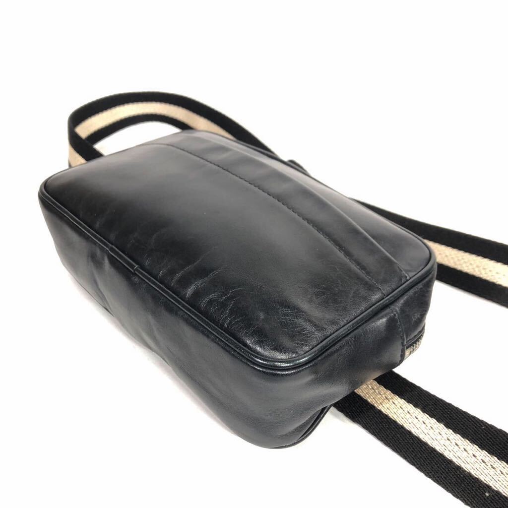 [ Bally ] подлинный товар BALLY сумка "body" чёрный to дождь spo ting Cross корпус поясная сумка натуральная кожа мужской женский Италия производства 
