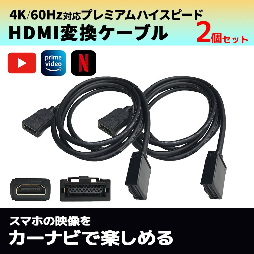 VRM-195VFEi 2019年 ホンダ HDMI Eタイプ Aタイプ 変換 ケーブル スマホ カーナビ 画面 動画 YouTube 出力 配線 まとめ売り 2個セット_画像1