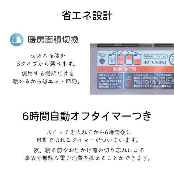 1年保証 日本製ホットカーペット 木目調3畳 撥水 テクノス 自動切タイマー フローリング 暖房面切替 電気カーペット ダニ退治 省エ BD178_画像3