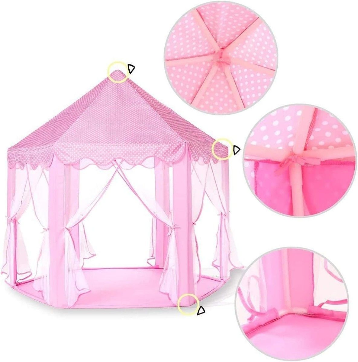 キッズテント 女の子 おもちゃ ハウス 可愛い 子供用 テント ハウス プリンセス 城型 折り畳み式 (ピンク)