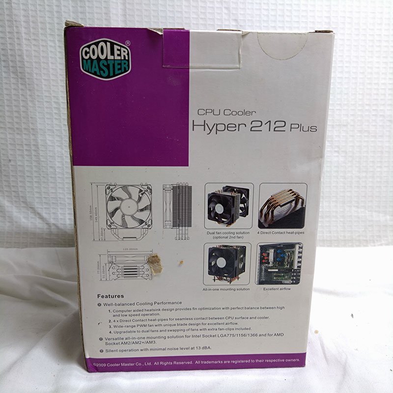 長期保管品●Cooler Master● Hyper 212 Plus　Corei7対応 PR-B10-212P-GP CPUクーラー　②_画像4