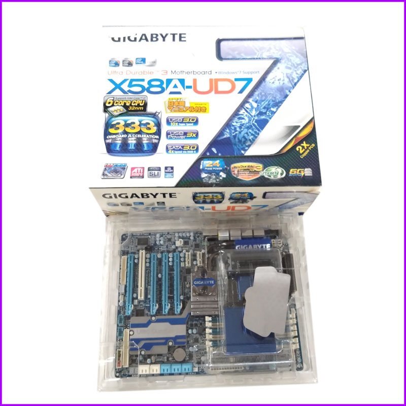  long-term storage *GIGABYTE* motherboard X58A-UD7 no check present condition goods CPU non equipped 