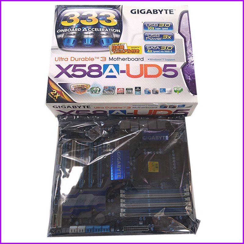  long-term storage *GIGABYTE* motherboard X58A-UD5 no check present condition goods CPU non equipped 