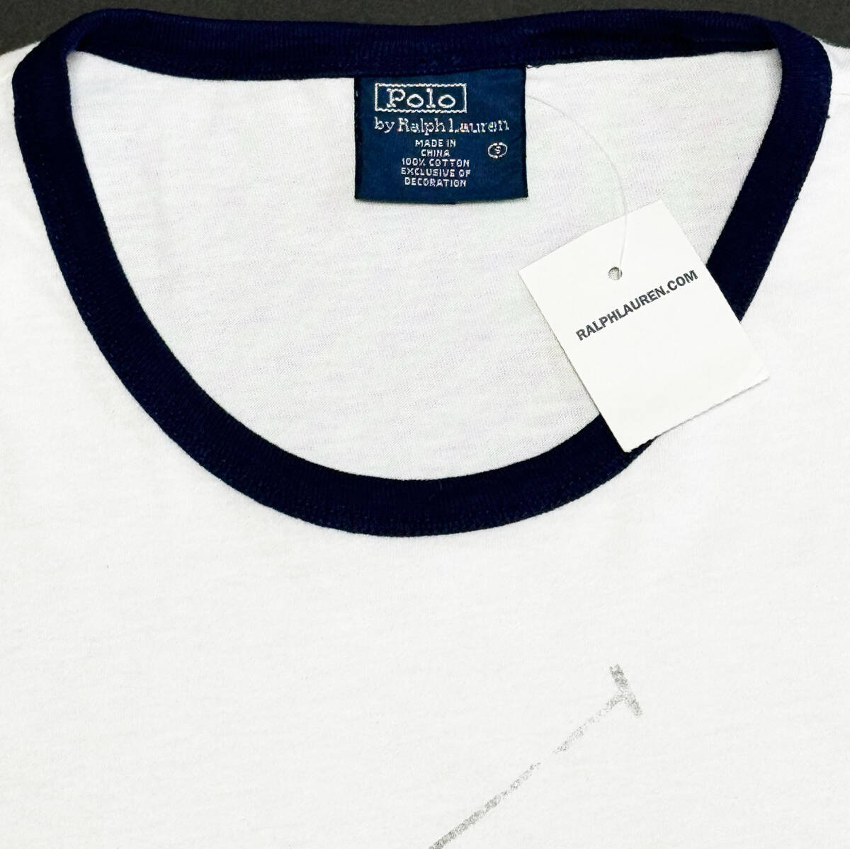 ■ポロ・ラルフローレン・リンガーネックTシャツ・ホワイトS新品■日本サイズL位！_画像6