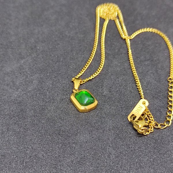 Emerald 18k Gold Plated レディース ネックレス 18K 印字あり k18 金 エメラルドの画像4