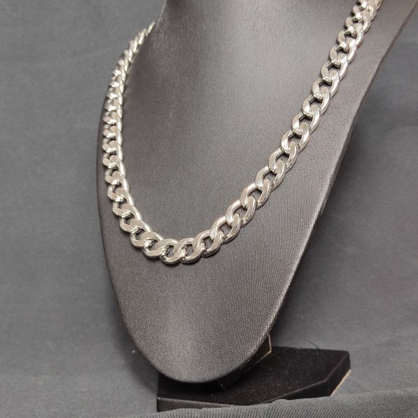Silver Necklace платиновая цепь 50cm 11mm серебряный [. золотой ] колье серебряный колье плоский мужской женский двоякое применение 