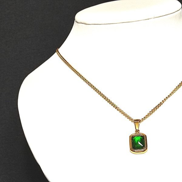 Emerald 18k Gold Plated レディース ネックレス 18K 印字あり k18 金 エメラルド_画像1