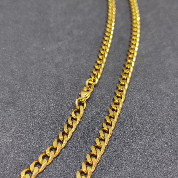  men's lady's flat chain necklace necklace gold k18 18k Gold Plated