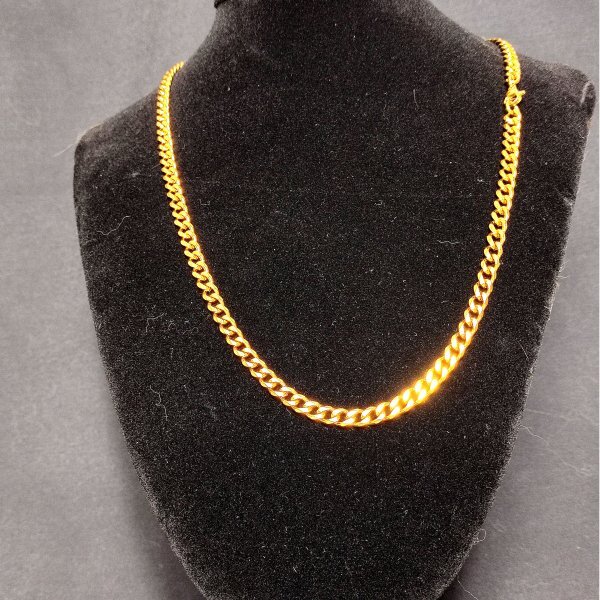  men's lady's flat chain necklace necklace gold k18 18k Gold Plated