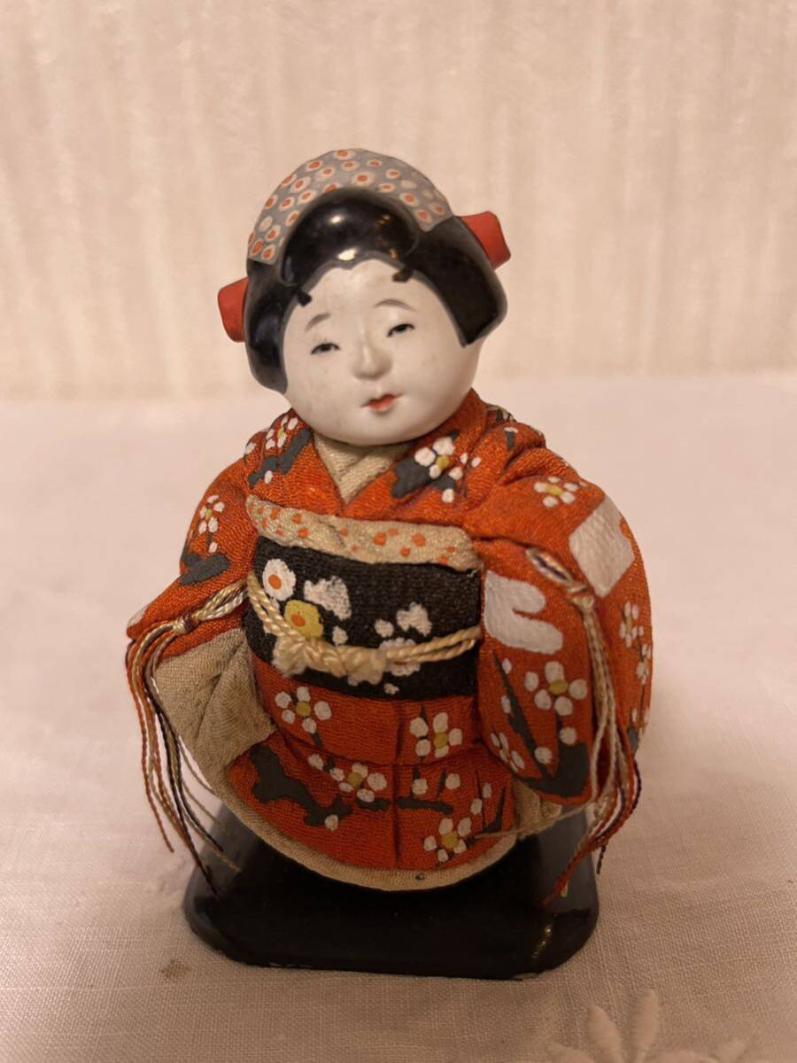  японская кукла ① под дерево включая кукла девочка Mini .chua старый античный Vintage . земля игрушка украшение . земля кукла традиция прикладное искусство времена предмет 