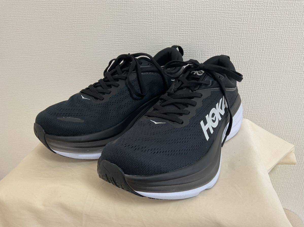 未使用！HOKA ONE ONE / Bondi8 BLACK-WHITE 9D_画像1