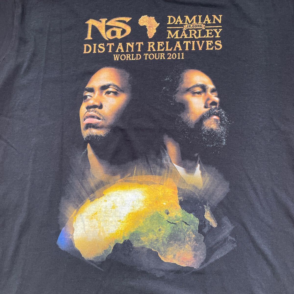 DAMIAN MARLEY ダミアンマーリー 半袖Tシャツ DISTANT RELATIVES ツアーTシャツ NAS ナズ オフィシャルTシャツ ボブマーリー_画像2