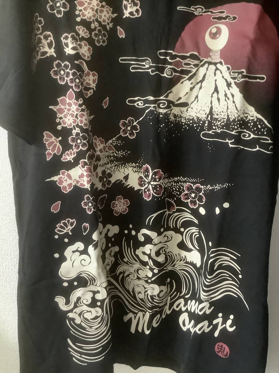 ゲゲゲの鬼太郎 和柄 目玉のオヤジ Tシャツ 綿100％ 黒 Lサイズ / 衣類 服 富士山 桜 WAGARA 