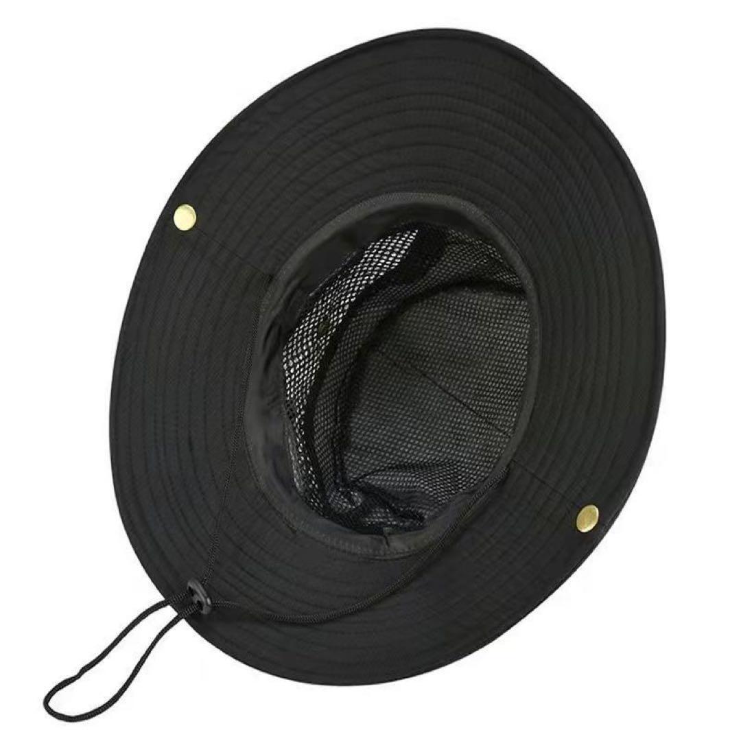サファリハット メンズ キャップ 帽子 UVカット 通気 速乾 軽量 ブラック KGD