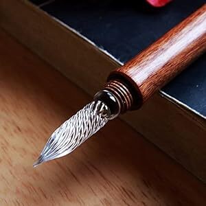 七十二号筆屋 手作り木製 メディア ペン 万年筆 高級 EF 細字ガラスのペン (黄_画像6