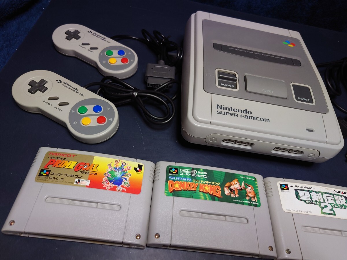 任天堂 SFC スーパーファミコン 中期 本体美品 すぐ遊べるセット コントローラ ケーブル アダプタ ソフト4本 動作確認済 Nintendoの画像3
