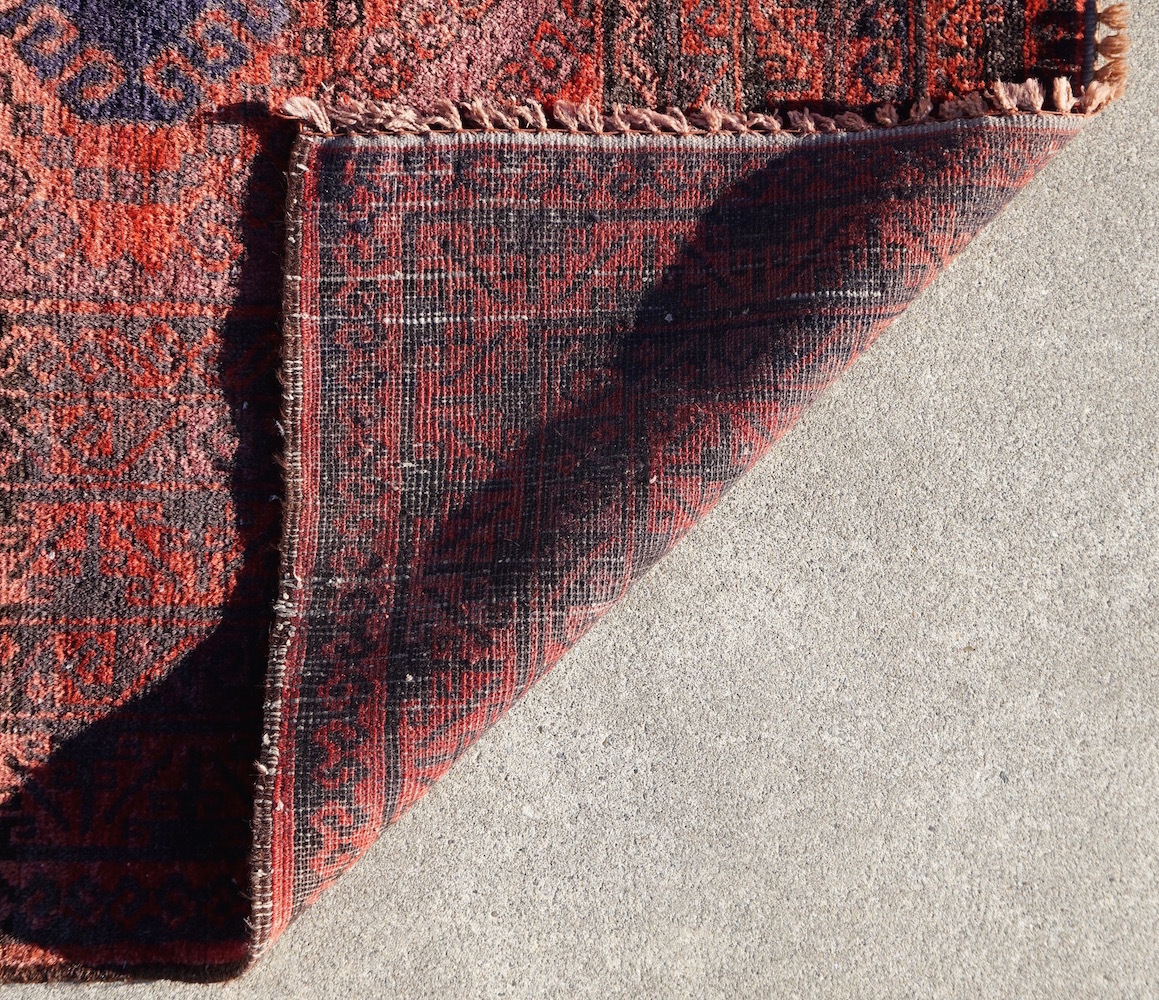 ヴィンテージ バルーチ族 アフガンラグ カーペット 192cm × 112cm アフガニスタン セミオールド トライバルラグ 手織り絨毯_画像6