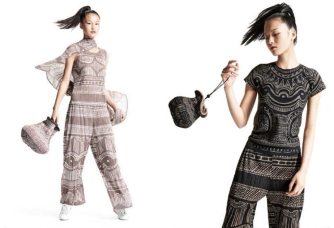 335☆新品同様 PLEATS PLEASE ISSEY MIYAKE プリーツプリーズ 総柄 ポケット 付き パンツ ブラック モカ 1_画像1