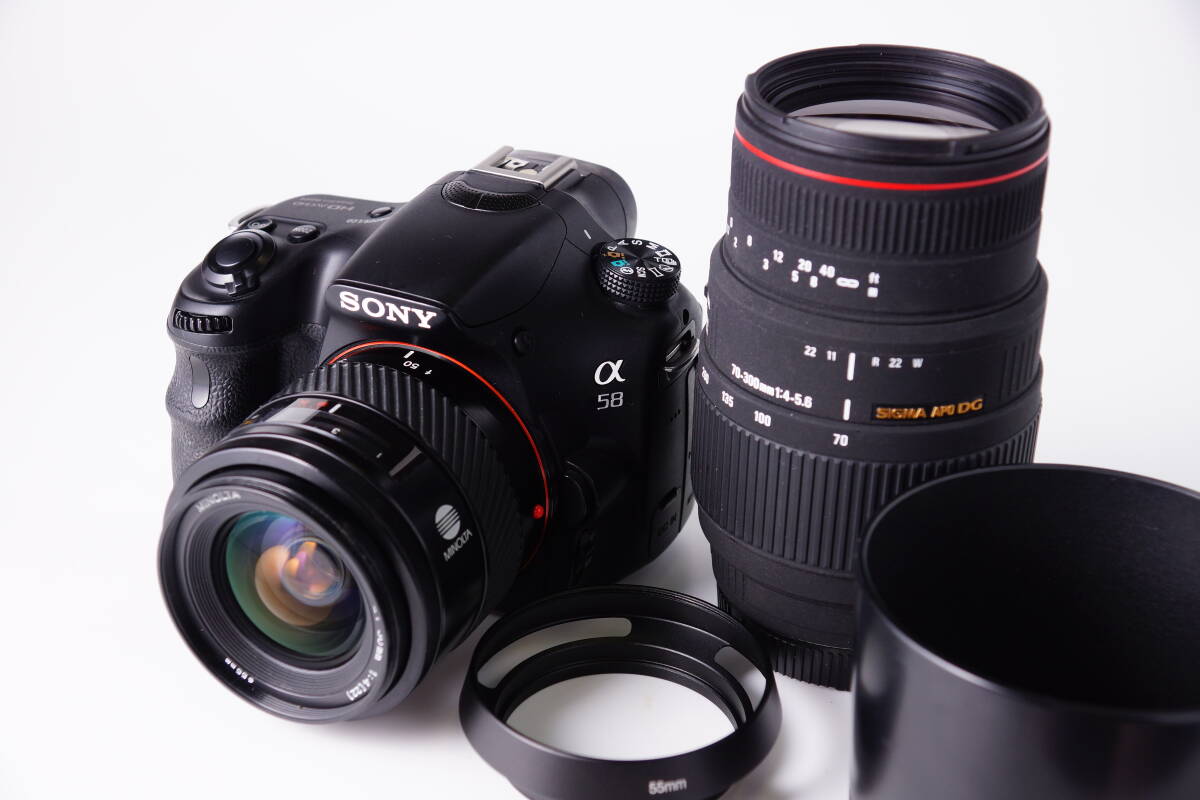 ★美品 α58 SLT-A58M 高倍率ズームレンズセット★SIGMA APO DG 70-300ｍｍ ★MINOLTA 24-50ｍｍ★_画像2