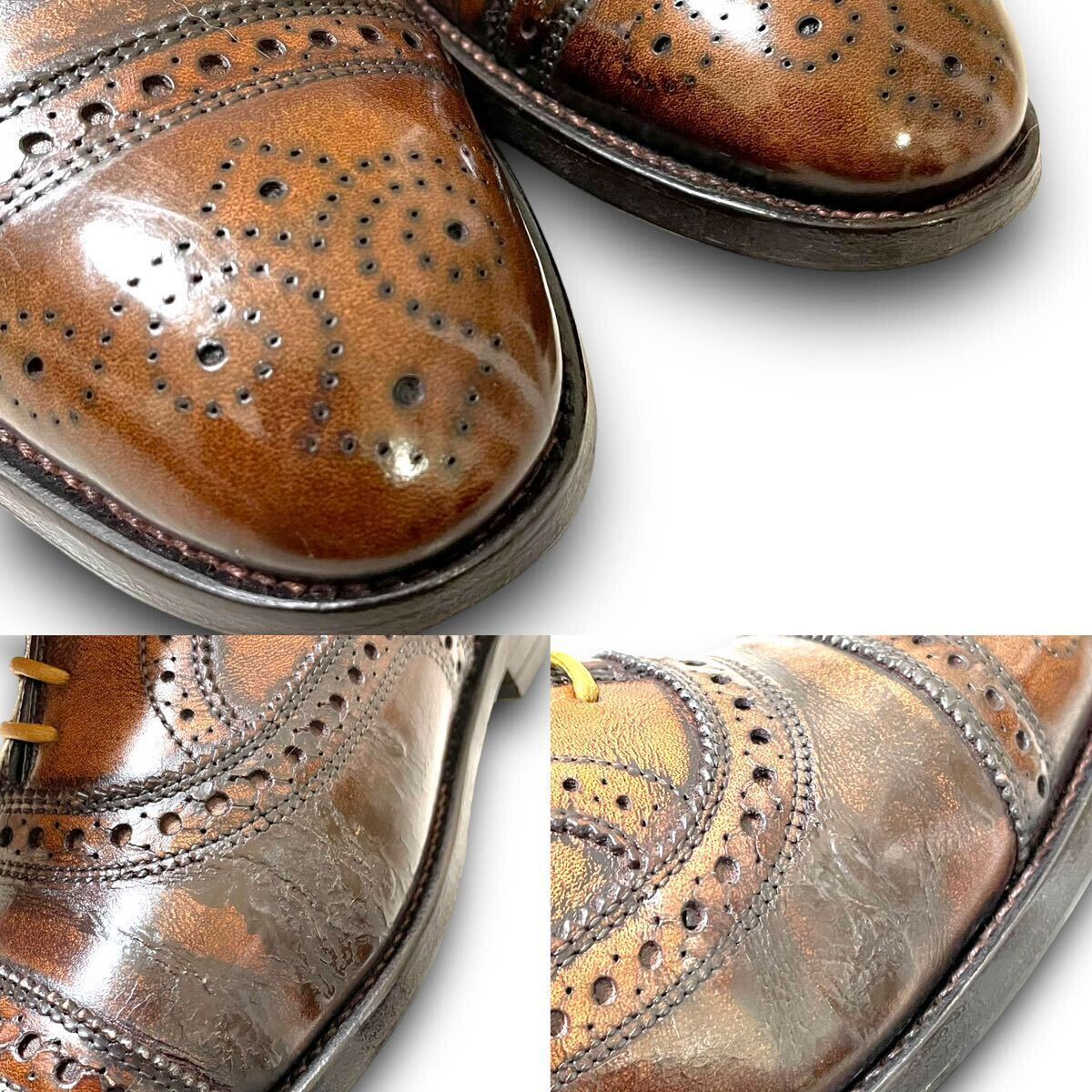 【1円出品】Allen Edmonds アレンエドモンズ 12041 STRAND 24.5 ストレートチップ 革靴 メダリオン フルブローグ ブラウン レザーシューズの画像6