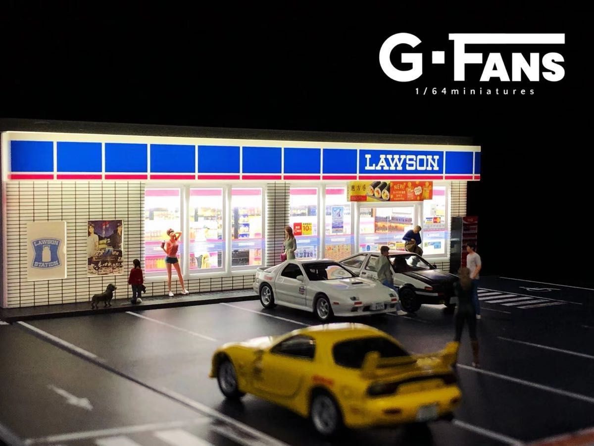 ローソン LAWSON ジオラマ 点灯 組立式　駐車場 1/64ミニカーガレージ