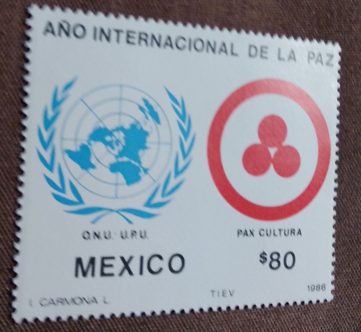  Mexico 1986 international flat peace year 1. dove is to unused glue equipped 