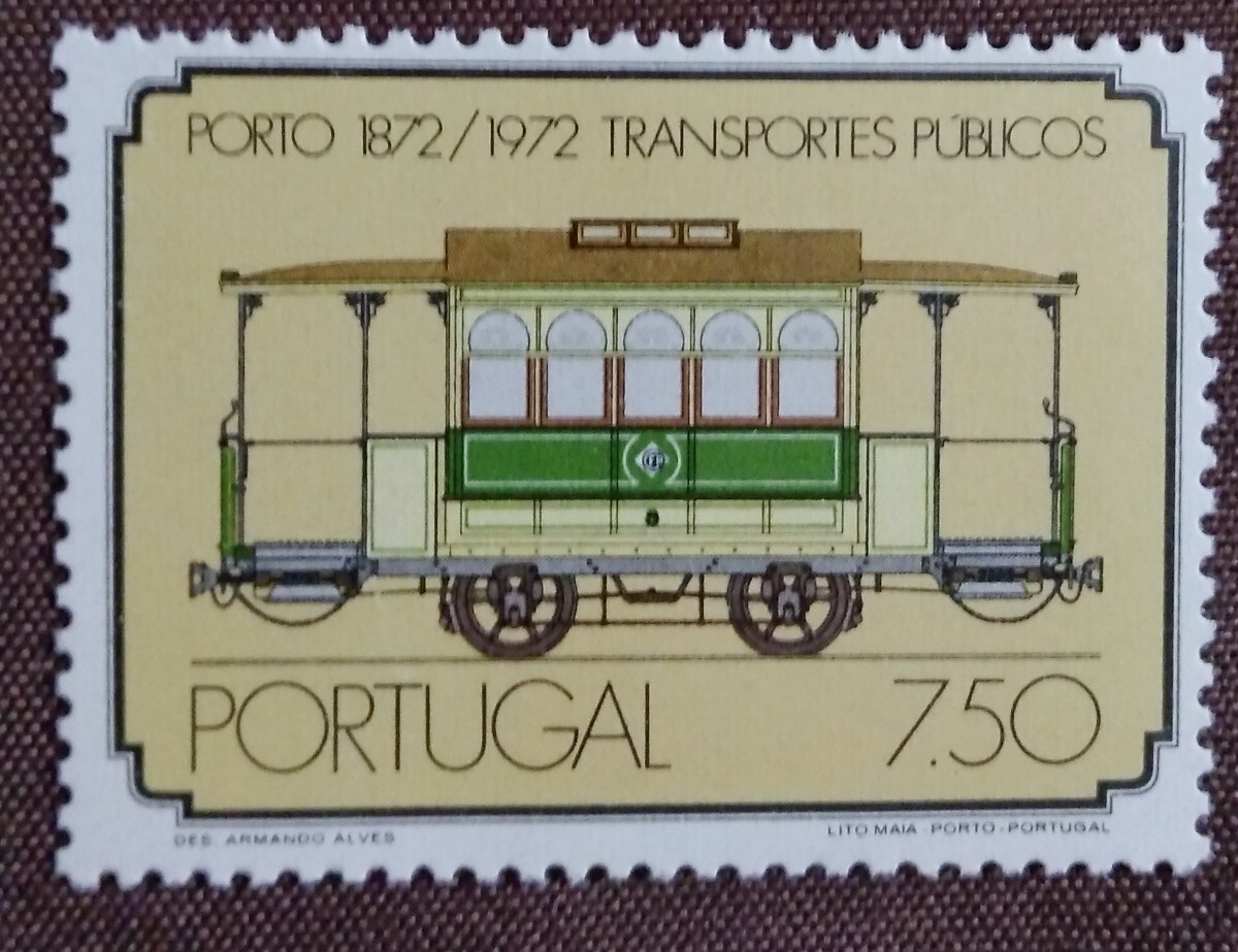 ポルトガル　1973 公共交通機関 100周年 3完 馬車　電車　バス　乗り物　未使用糊あり_画像5