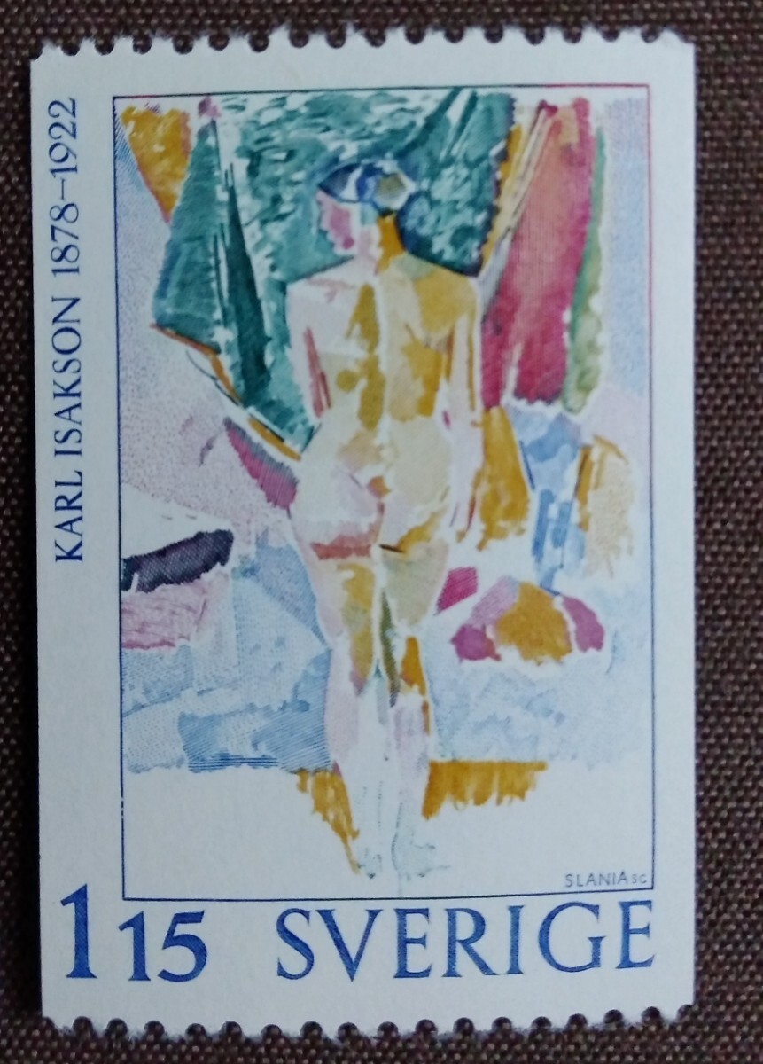 スウェーデン 1978 現代 絵画 3完 アート 芸術 未使用糊ありの画像5