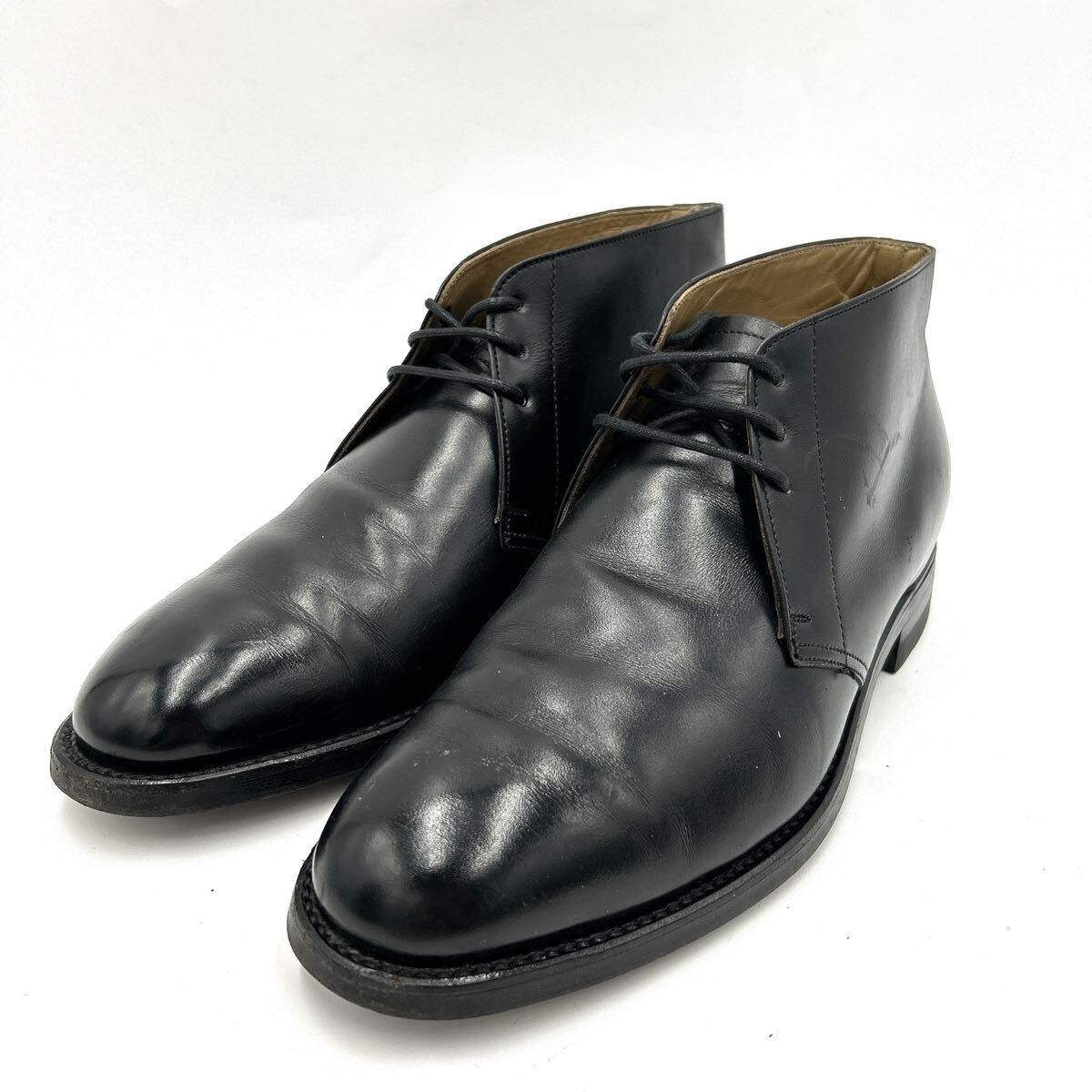 C ■ 良品 人気モデル '極上レザー使用' REGAL STANDARDS リーガル 本革 チャッカーブーツ 革靴 24.5cm メンズ 紳士靴 シューズ BLACK の画像1