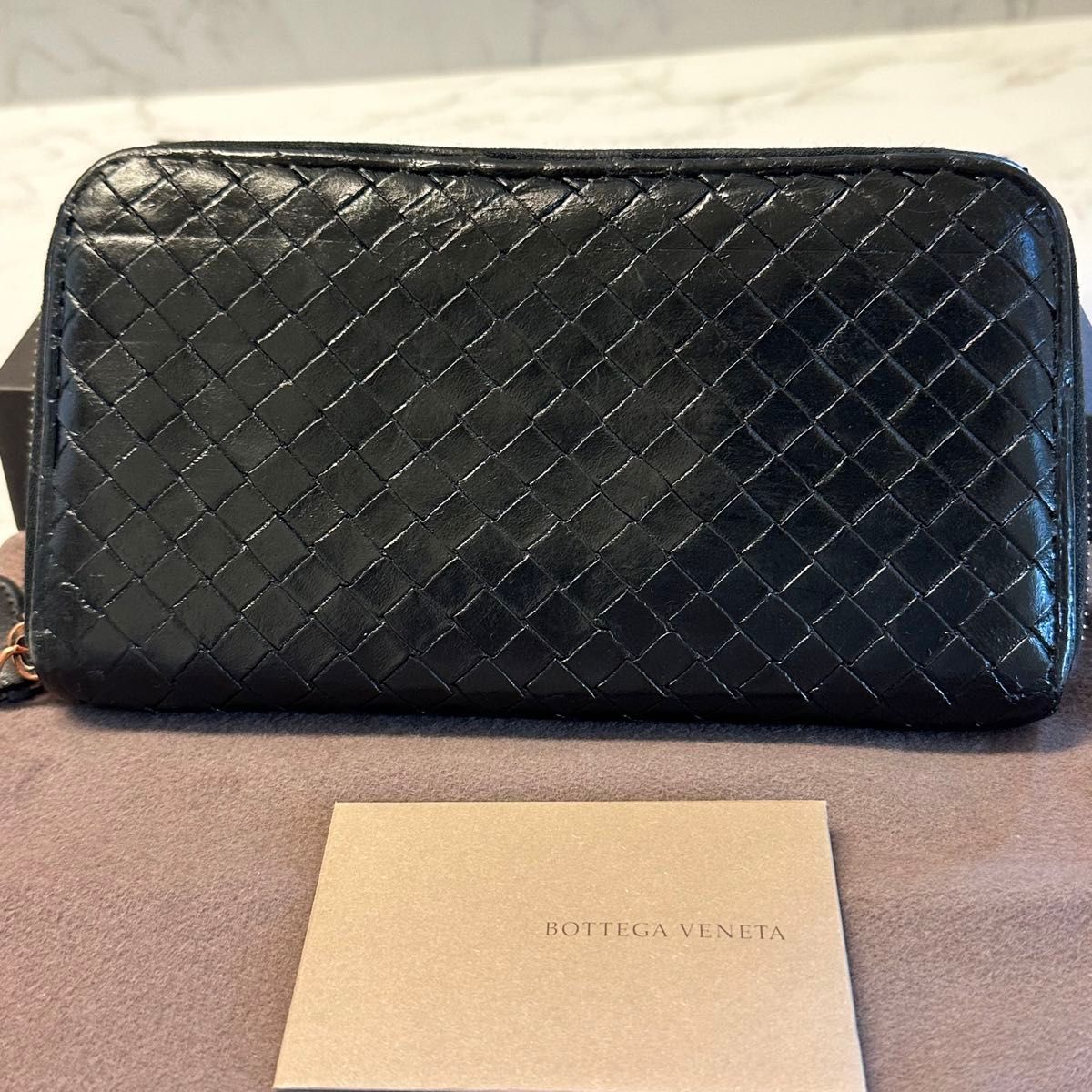 新品同様！ ボッテガヴェネタ BOTTEGA VENETA 財布 長財布 イントレチャート ラウンドファスナー