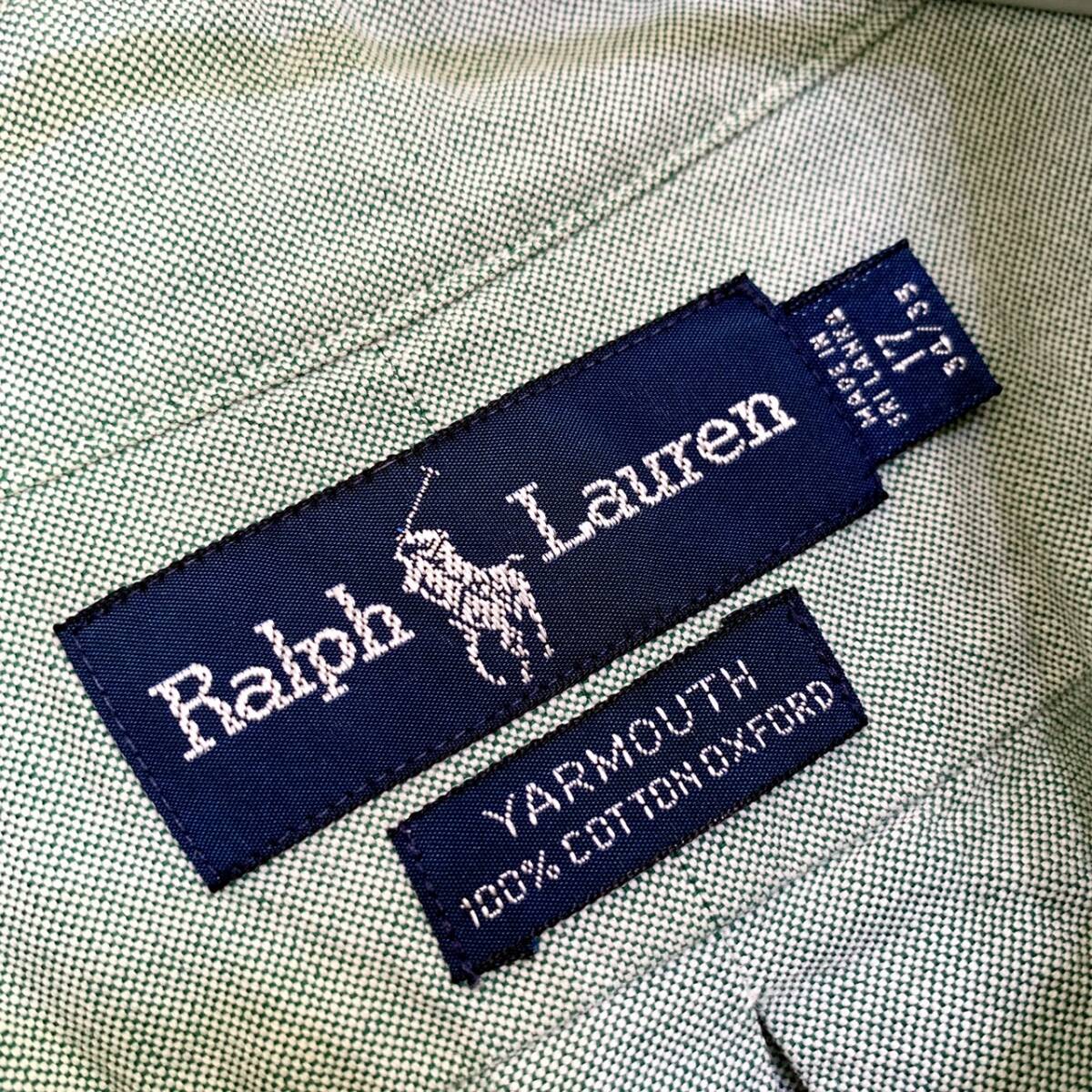 Ralph Lauren ラルフローレン YARMOUTH ボタンダウンホースロゴ刺繍長袖シャツ コットンシャツ ライトグリーン 17 34/35_画像3