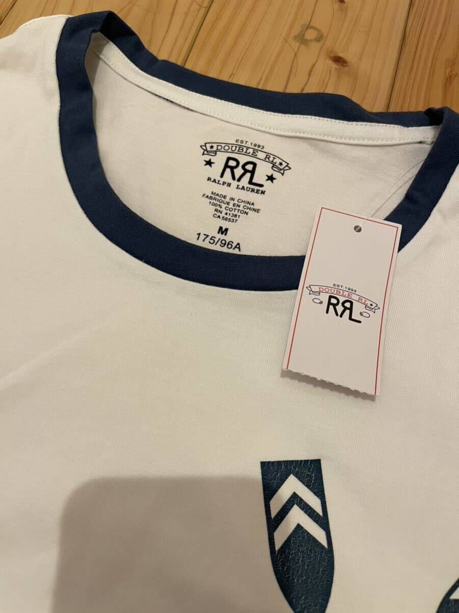 新品　タグ付き　RRL ダブルアールエル　Double RLブランドロゴ　プリント半袖Tシャツ　ヴィンテージ加工　ホワイト　S/S M RALPH LAUREN _画像2