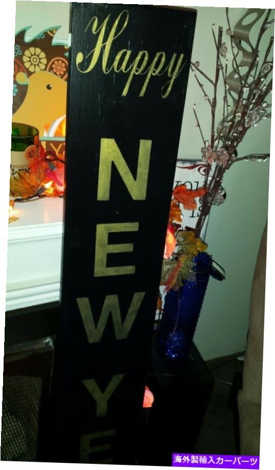 大きなハッピーニューイアーポーチサイン素朴な木材垂直原始的な苦しめられた兆候Large Happy NewYear Porch Sign Rustic Wood Vertical P_画像3