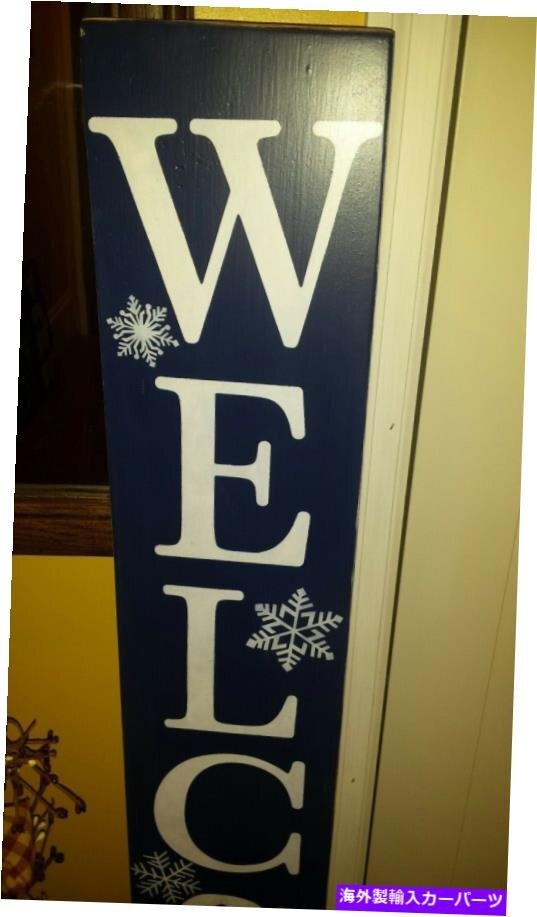 雪だるまウェルカムポーチサイン素朴な木材垂直48 原始的な苦しめられたサインSnowman Welcome Porch Sign Rustic Wood Vertical 48 Pri_画像2