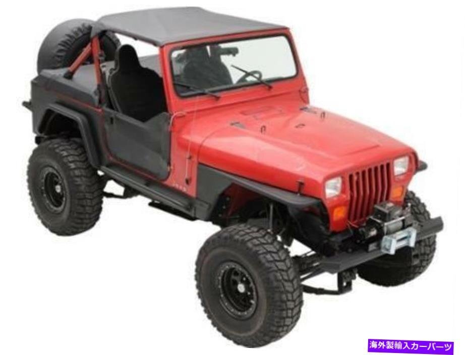 ジープラングラーYJの標準ストラップレスソフトトップ1987-91ブラック90815 smittybiltStandard Strapless Soft Top for Jeep Wrangler YJ_全国送料無料サービス!!