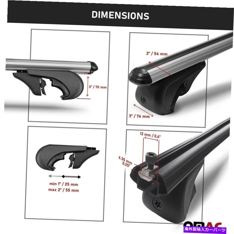 ルーフラッククロスバー荷物キャリアレールシルバーフォードトランジット2014-2022Roof Rack Cross Bars Luggage Carrier Rails Silver fo_画像3