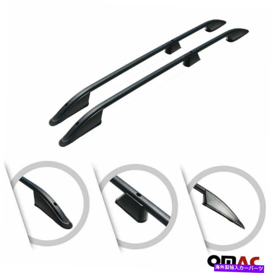 ラムプロマスターシティ2015-2022用のトップルーフラックサイドレールバーTop Roof Rack Side Rails Bars Alu Black Set for Ram ProMaste_画像2