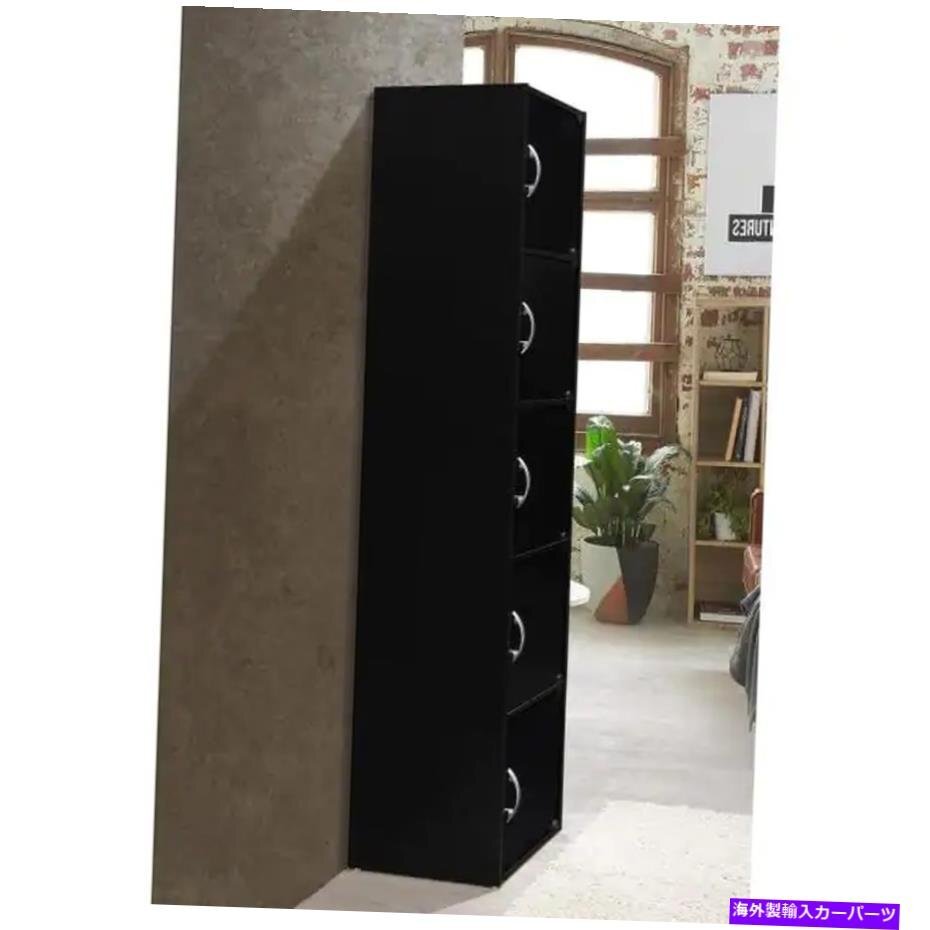 59インチ。ドア付きブラックウッド5シェルフ標準本棚59 In. Black Wood 5-Shelf Standard Bookcase with Doors_画像3