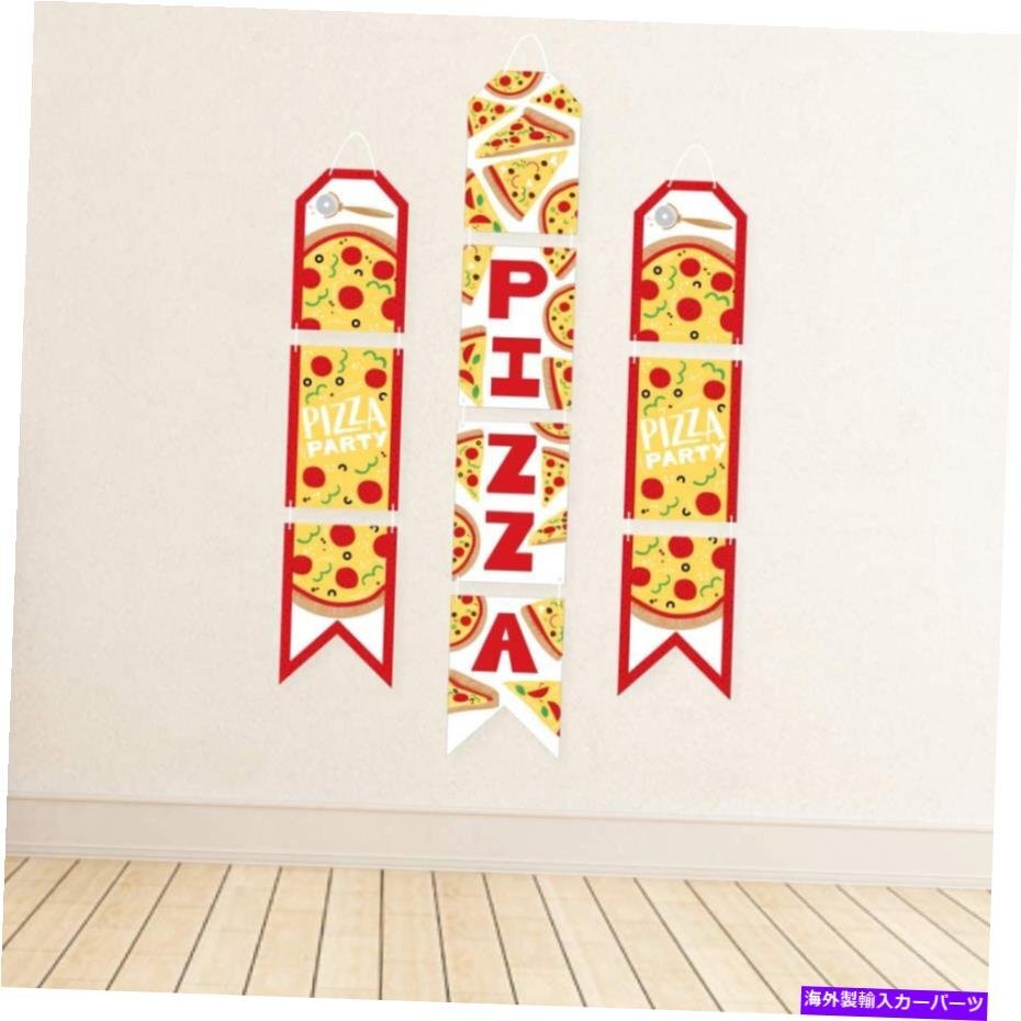 幸福のピザパーティータイムの大きな点 - 垂直紙のドアバナーを掛ける-BABig Dot of Happiness Pizza Party Time - Hanging Vertical Pape_画像3