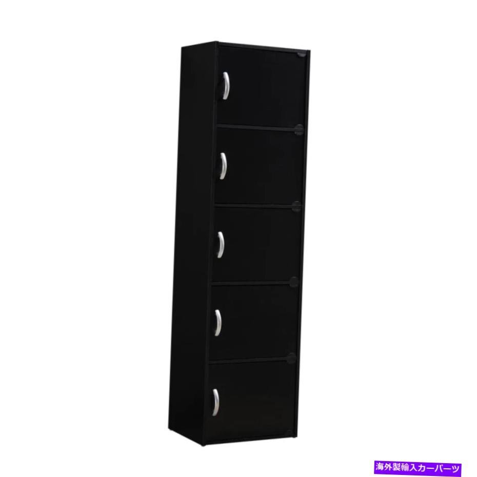 59インチ。 5シェルフウッド標準多目的本棚スリムデザインが付いていますブラック59 In. 5 Shelf Wood Standard Multipurpose Bookcase Sl_画像2